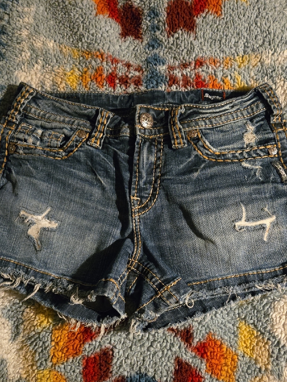 Women's Dark Wash Distressed Denim Shorts